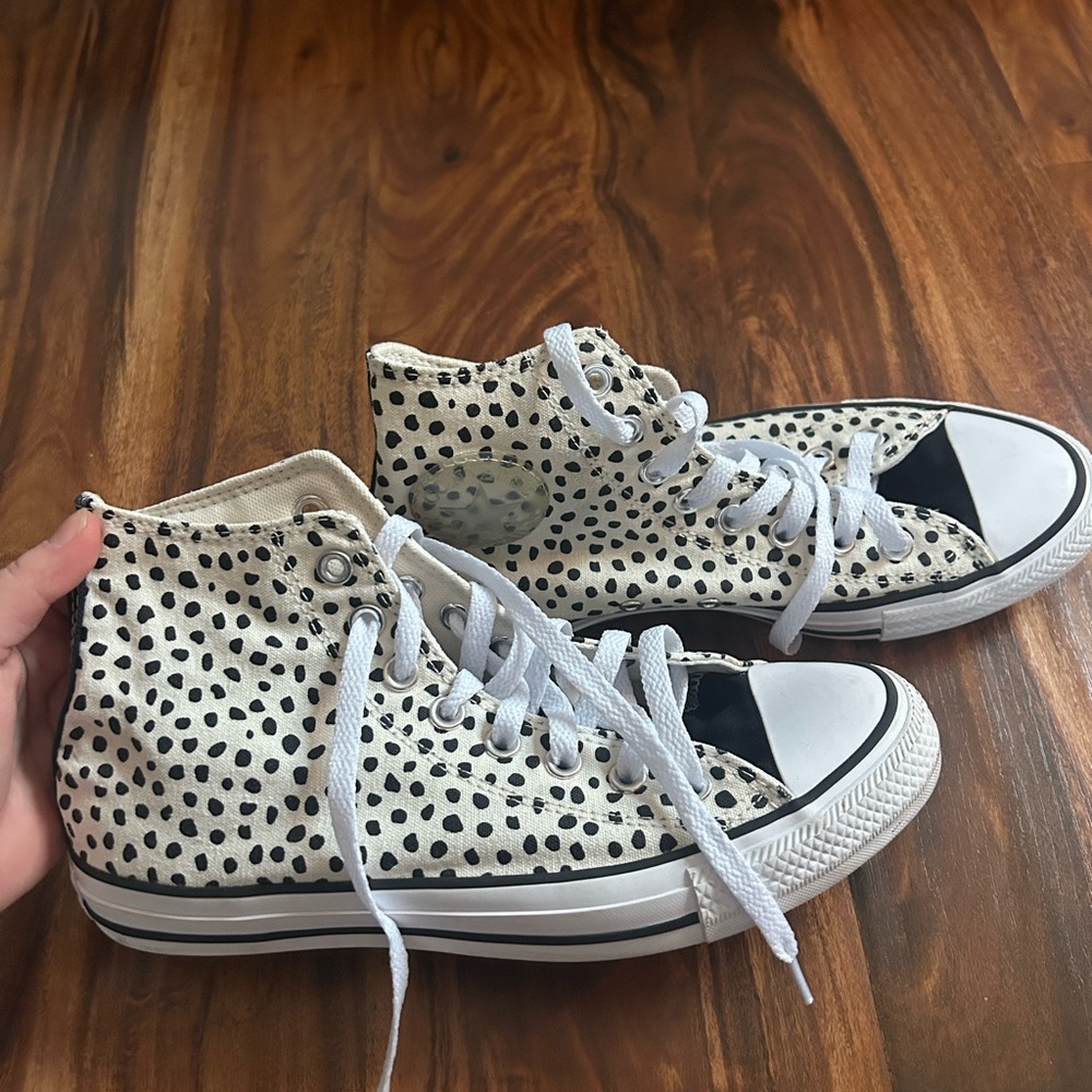 Black and White Polka Dot High-Top Sneakers